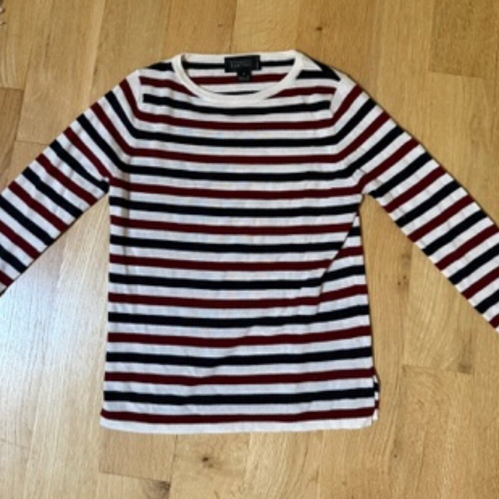 Barneys New York Long-Sleeved Cashmere Crewneck Striped Sweater - S